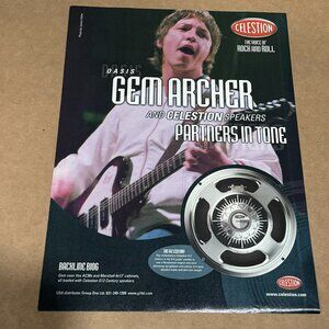 Gem Archer of Oasis - Celestion Speakers - 2002 Print Ad